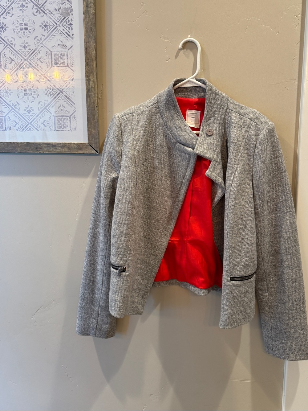GAP Gray Women's Moto Jacket with Red Lining